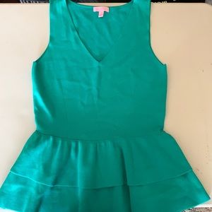 Lilly Pulitzer Teal Peplum Top